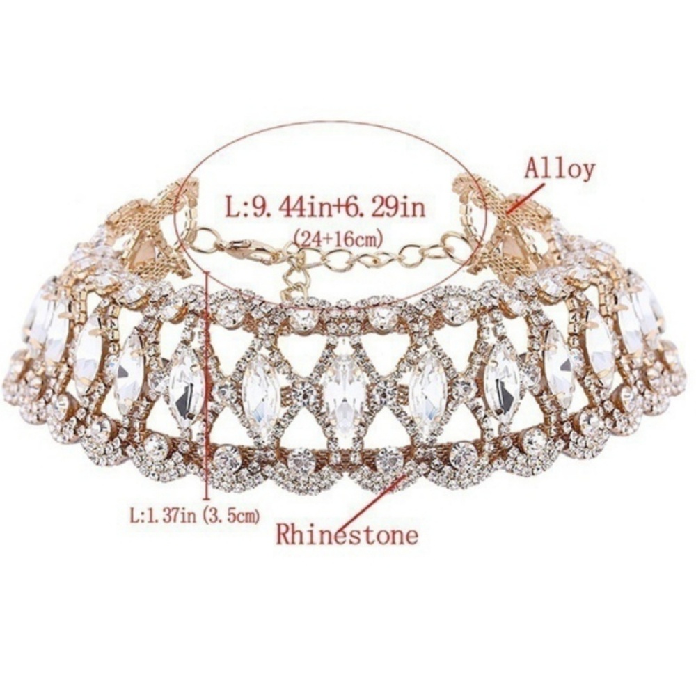 Brand New Bridal  Rhinestone choker necklace - Picture 3 of 8